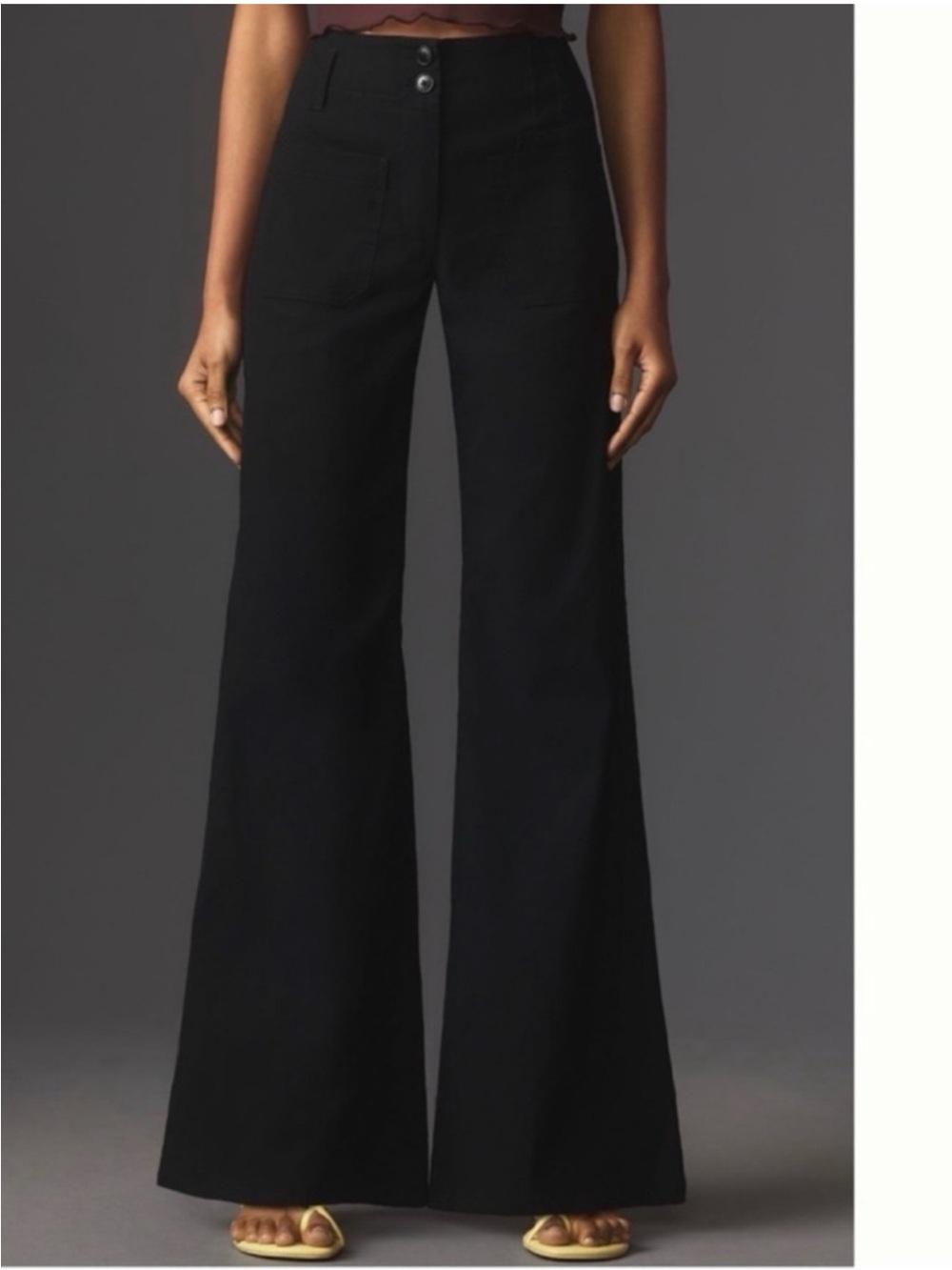 Anthropologie Maeve Junie Jean Black Flare Trousers Stretch Modern Retro
